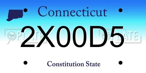 2X00D5 Connecticut License Plate
