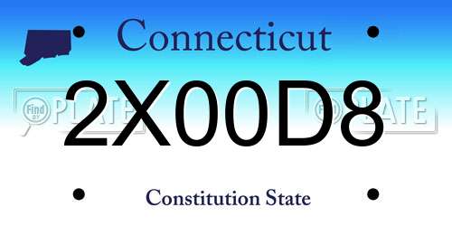 2X00D8 Connecticut License Plate