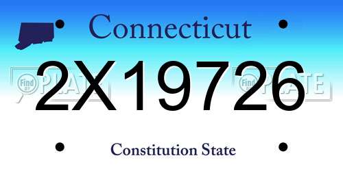 2X19726 Connecticut License Plate