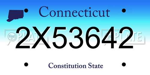 2X53642 Connecticut License Plate