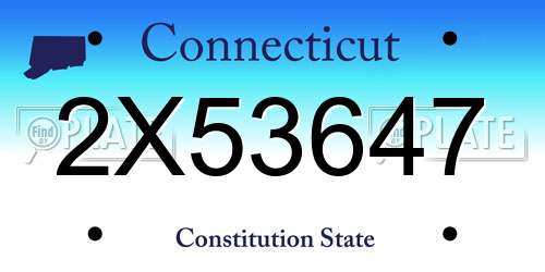 2X53647 Connecticut License Plate
