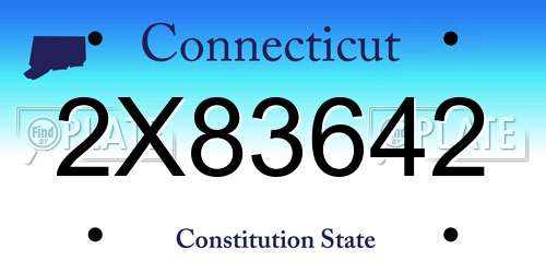 2X83642 Connecticut License Plate