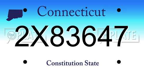 2X83647 Connecticut License Plate