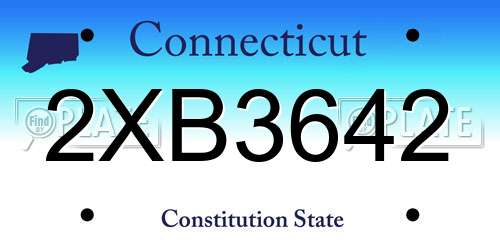 2XB3642 Connecticut License Plate