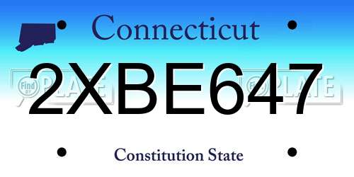 2XBE647 Connecticut License Plate