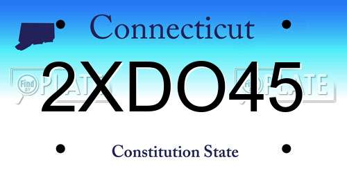 2XDO45 Connecticut License Plate