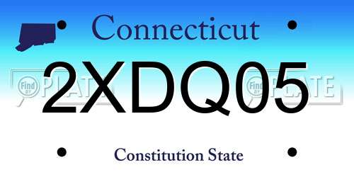 2XDQ05 Connecticut License Plate