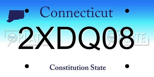 2XDQ08 Connecticut License Plate