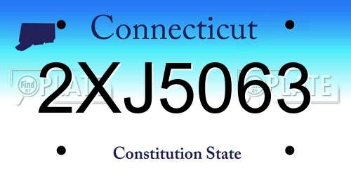 2XJ5063 Connecticut License Plate