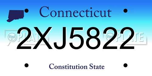 2XJ5822 Connecticut License Plate