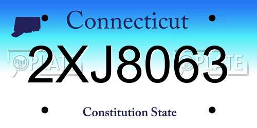 2XJ8063 Connecticut License Plate
