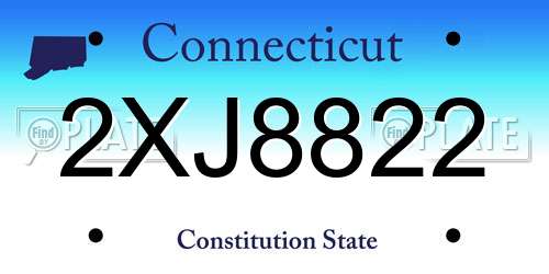 2XJ8822 Connecticut License Plate