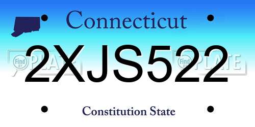 2XJS522 Connecticut License Plate