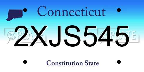 2XJS545 Connecticut License Plate