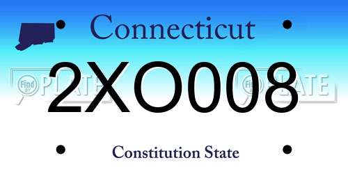 2XO008 Connecticut License Plate