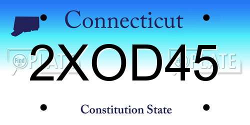 2XOD45 Connecticut License Plate