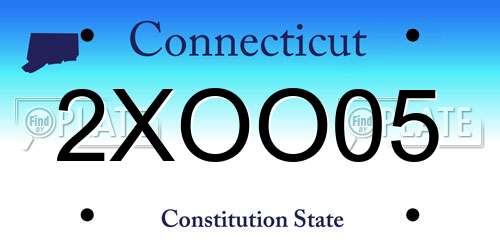 2XOO05 Connecticut License Plate