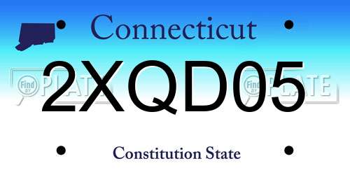 2XQD05 Connecticut License Plate