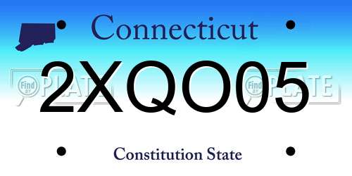 2XQO05 Connecticut License Plate