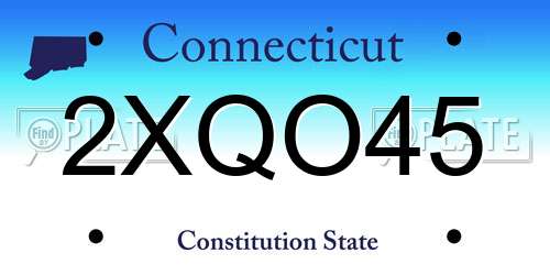2XQO45 Connecticut License Plate