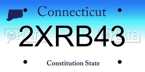 2XRB43 Connecticut License Plate