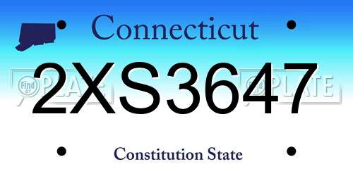 2XS3647 Connecticut License Plate