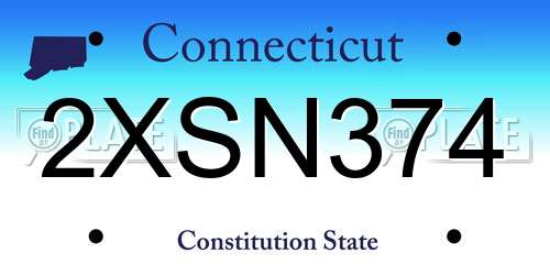 2XSN374 Connecticut License Plate