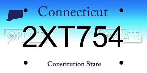 2XT754 Connecticut License Plate