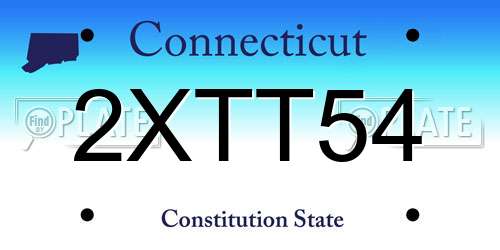 2XTT54 Connecticut License Plate