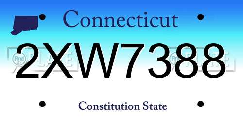 2XW7388 Connecticut License Plate