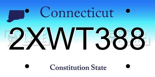 2XWT388 Connecticut License Plate