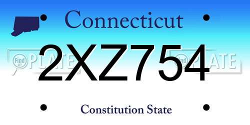 2XZ754 Connecticut License Plate