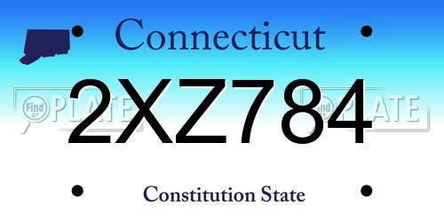 2XZ784 Connecticut License Plate