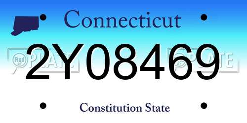 2Y08469 Connecticut License Plate