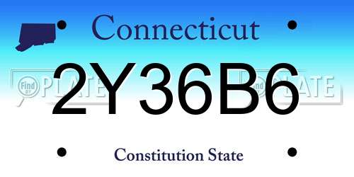 2Y36B6 Connecticut License Plate