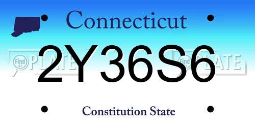 2Y36S6 Connecticut License Plate