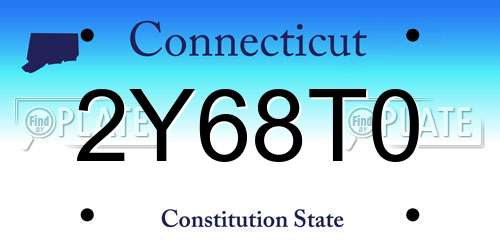 2Y68T0 Connecticut License Plate