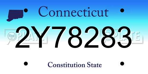 2Y78283 Connecticut License Plate