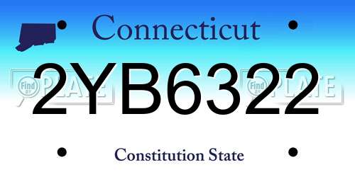 2YB6322 Connecticut License Plate