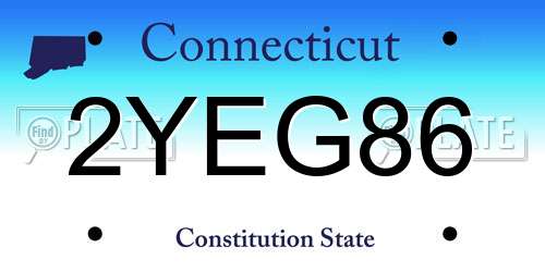 2YEG86 Connecticut License Plate