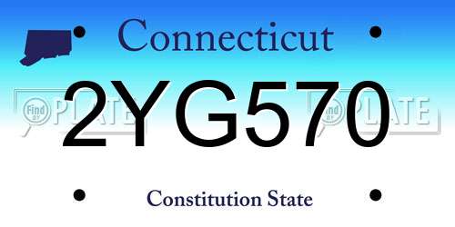 2YG570 Connecticut License Plate