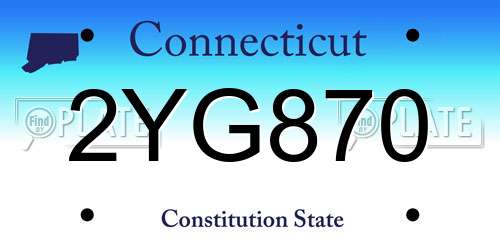 2YG870 Connecticut License Plate