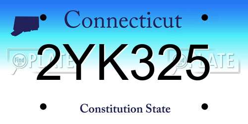 2YK325 Connecticut License Plate