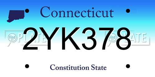 2YK378 Connecticut License Plate