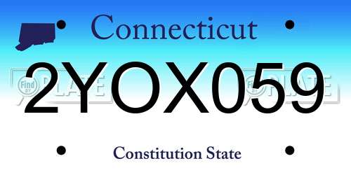 2YOX059 Connecticut License Plate