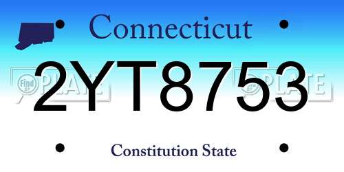 2YT8753 Connecticut License Plate