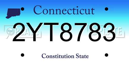 2YT8783 Connecticut License Plate