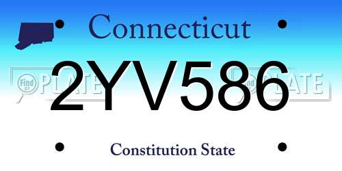 2YV586 Connecticut License Plate