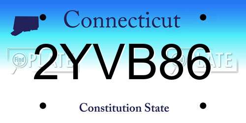 2YVB86 Connecticut License Plate