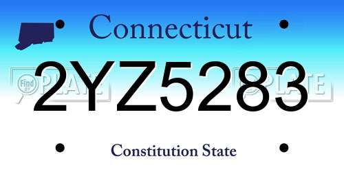 2YZ5283 Connecticut License Plate